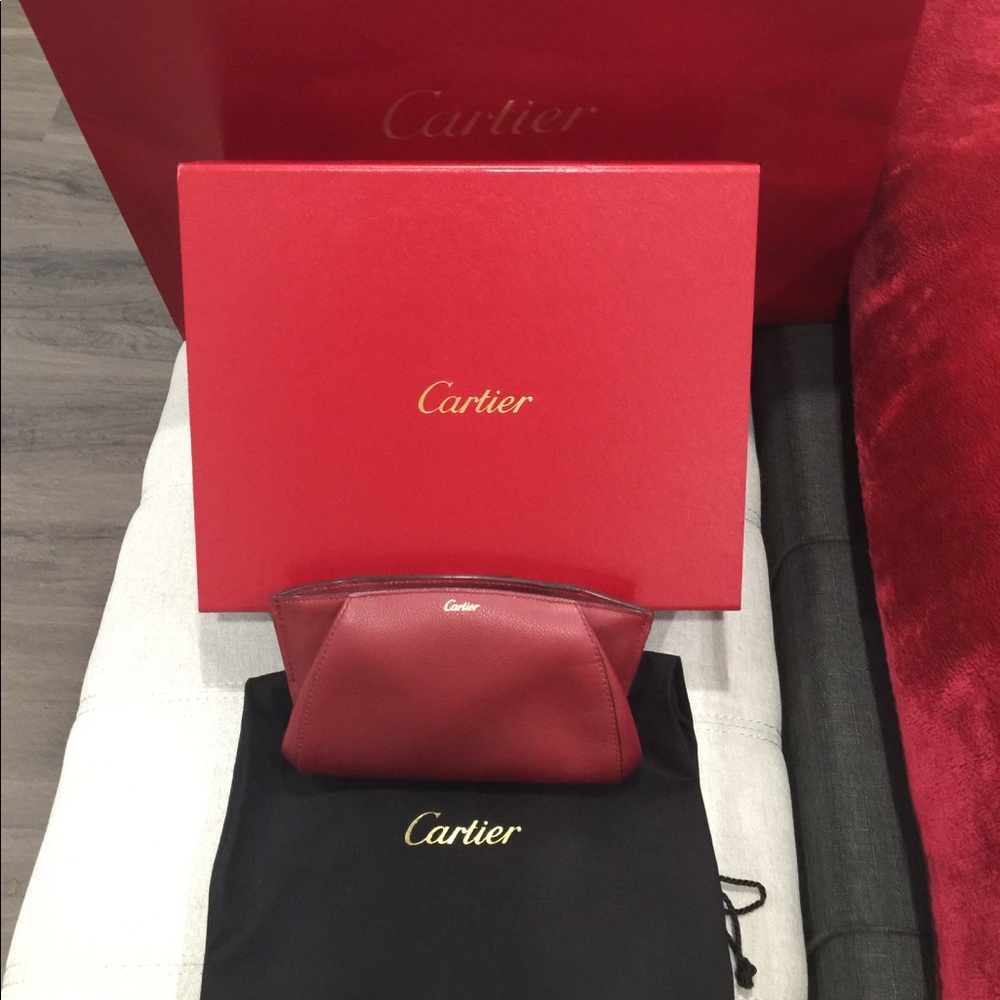 Authentic .Beautiful red with gold  Cartier purse
